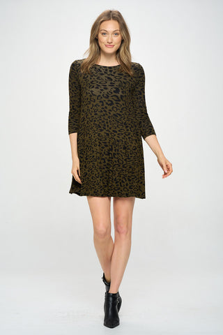 LEOPARD PRINT JERSEY DRESS