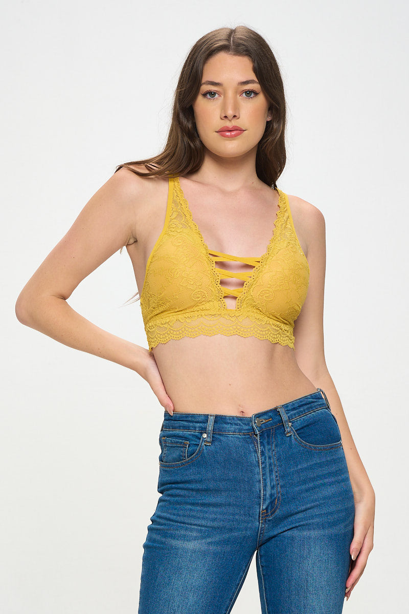 MALLORY SCALLOPED LACE STRAP BRALETTE