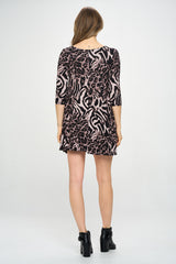 3/4 ANIMAL PRINT TEE DRESS