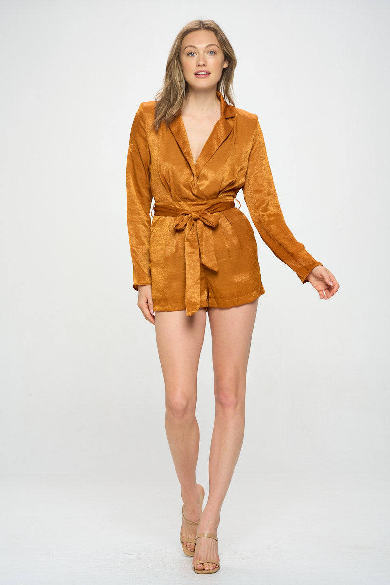 LONG SLEEVE SATIN ROMPER