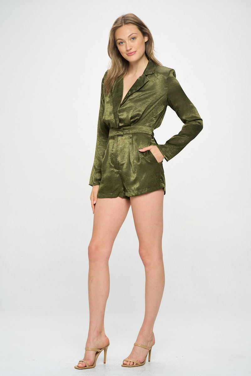 LONG SLEEVE SATIN ROMPER