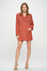 LONG SLEEVE SATIN BLAZER DRESS