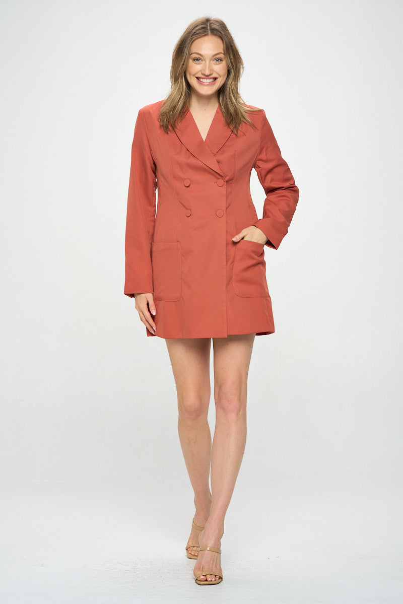 LONG SLEEVE SATIN BLAZER DRESS