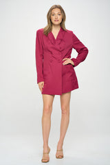 LONG SLEEVE SATIN BLAZER DRESS