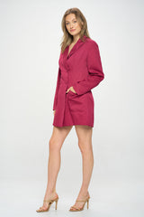 LONG SLEEVE SATIN BLAZER DRESS