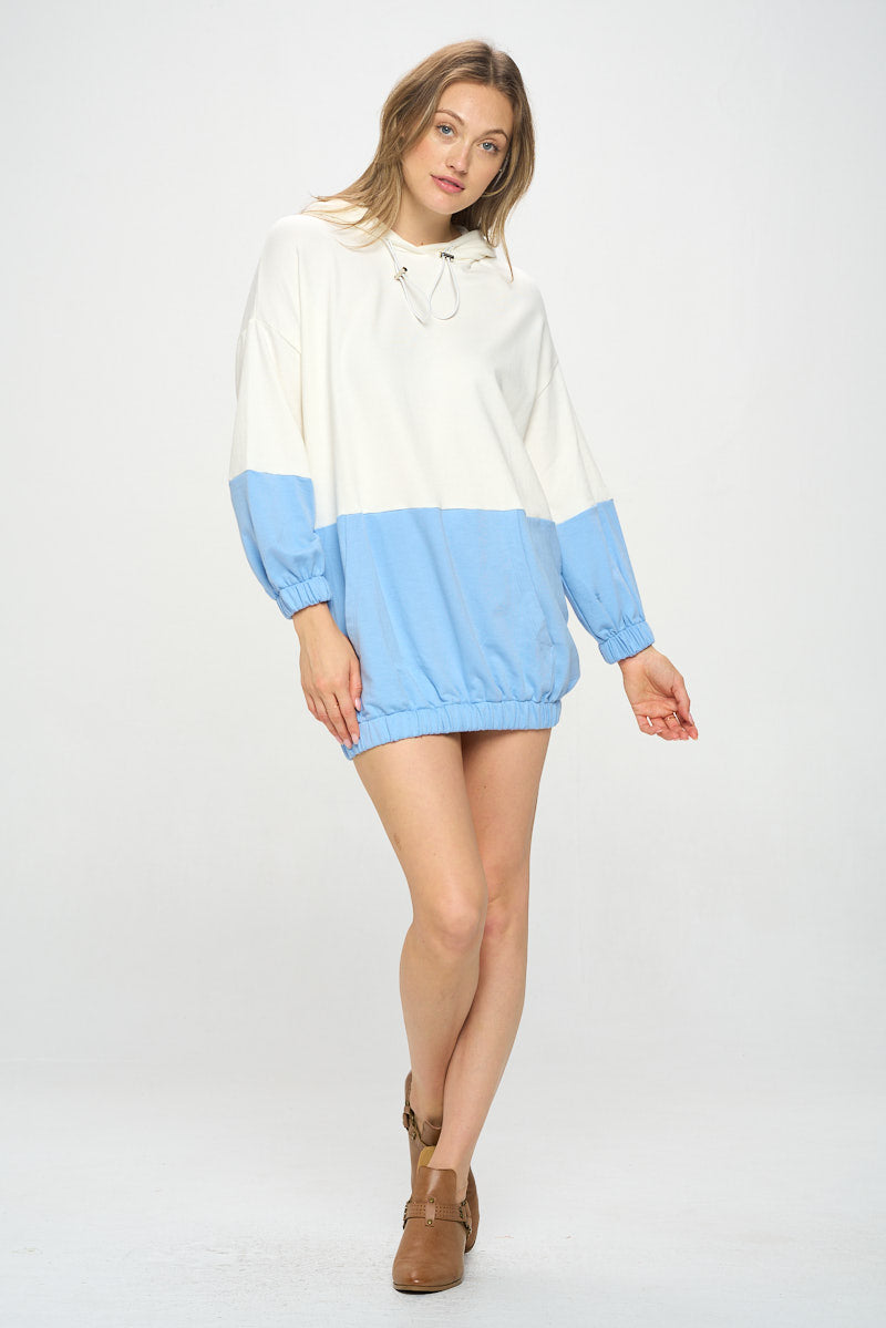 COLOR BLOCK HOODIE DRESS