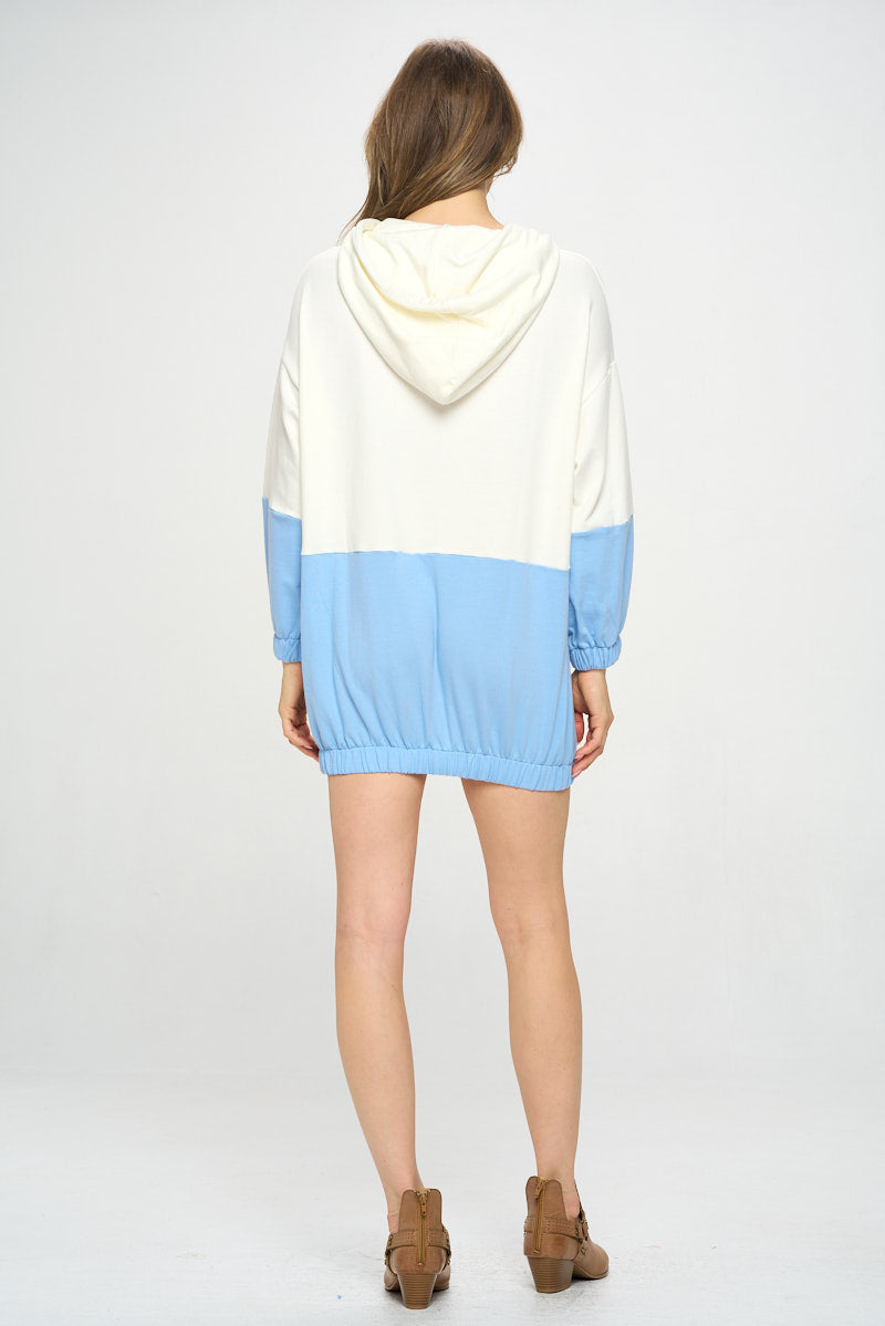 COLOR BLOCK HOODIE DRESS