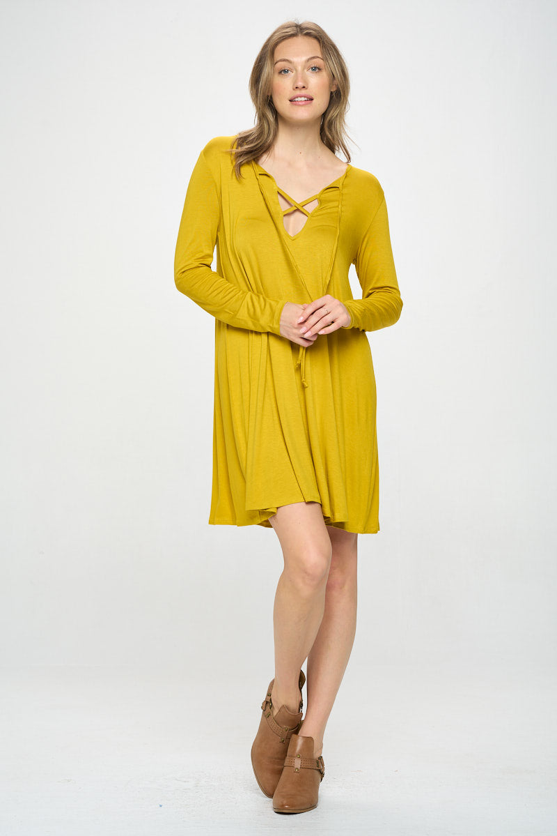 LONG SLEEVE TIE FRONT DRESS