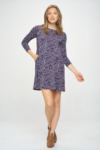 3/4 WAVE PRINT DRESS