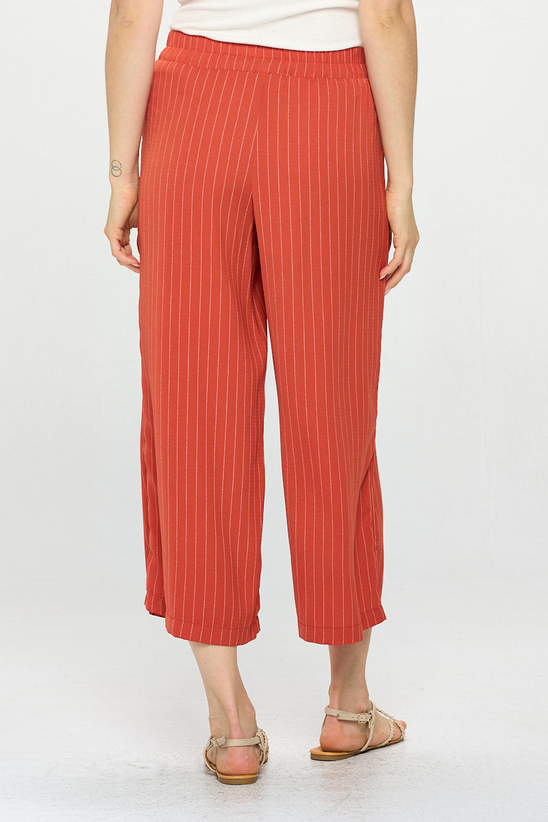 ELASTIC WAIST PIN STRIPE PANT