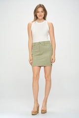 BUTTON FRONT SUEDE MINI SKIRT