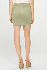 BUTTON FRONT SUEDE MINI SKIRT