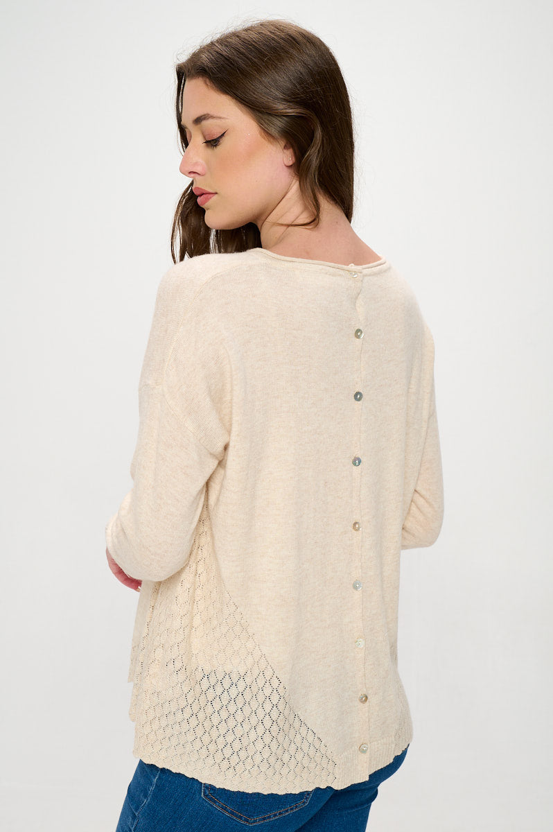 BUTTON BACK SWEATER