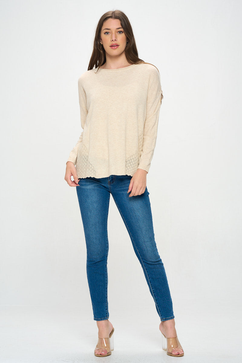 BUTTON BACK SWEATER