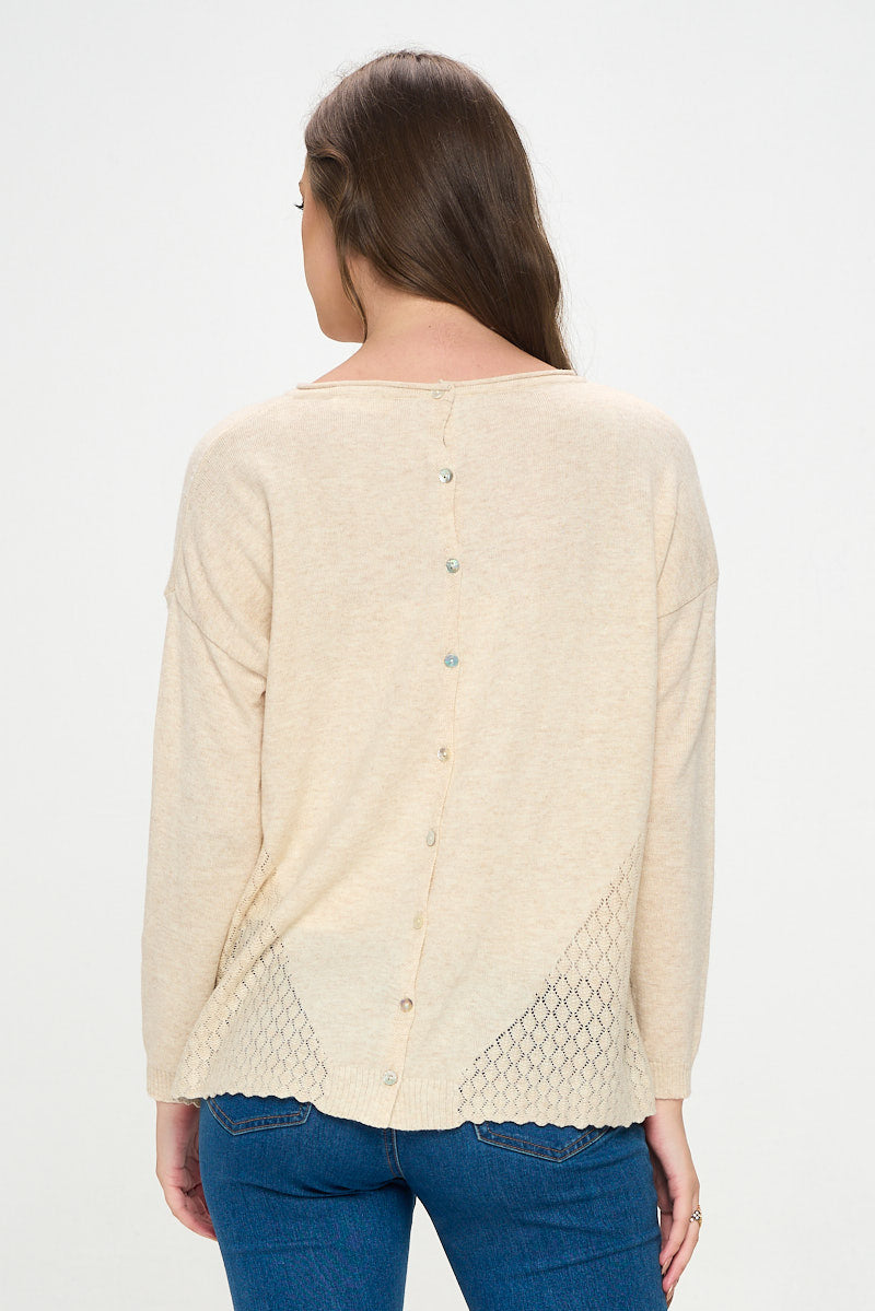 BUTTON BACK SWEATER