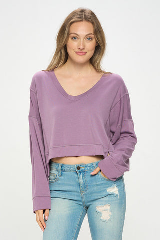 V NECK LONG SLEEVE TOP