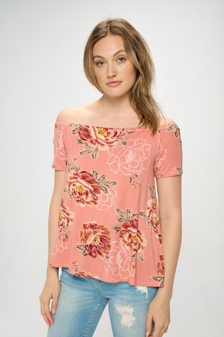 OFF SHOULDER FLORAL TEE