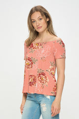 OFF SHOULDER FLORAL TEE