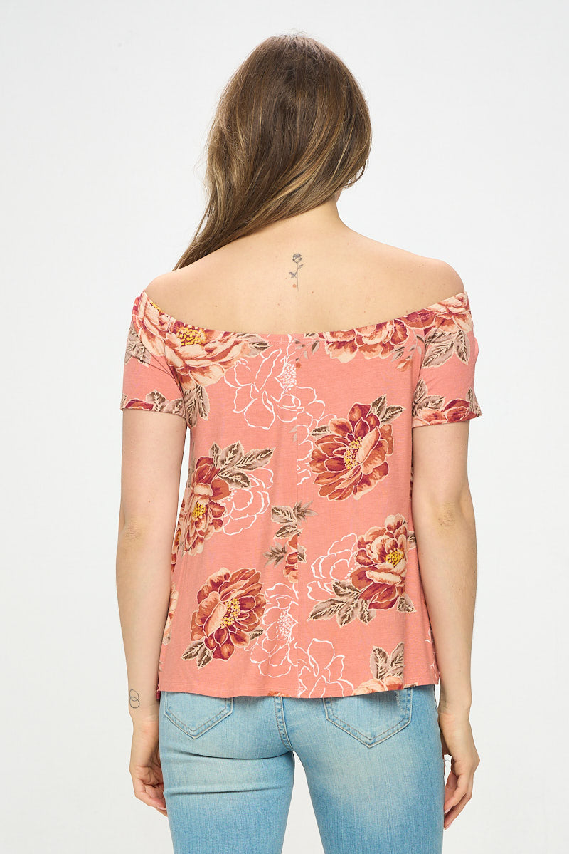 OFF SHOULDER FLORAL TEE