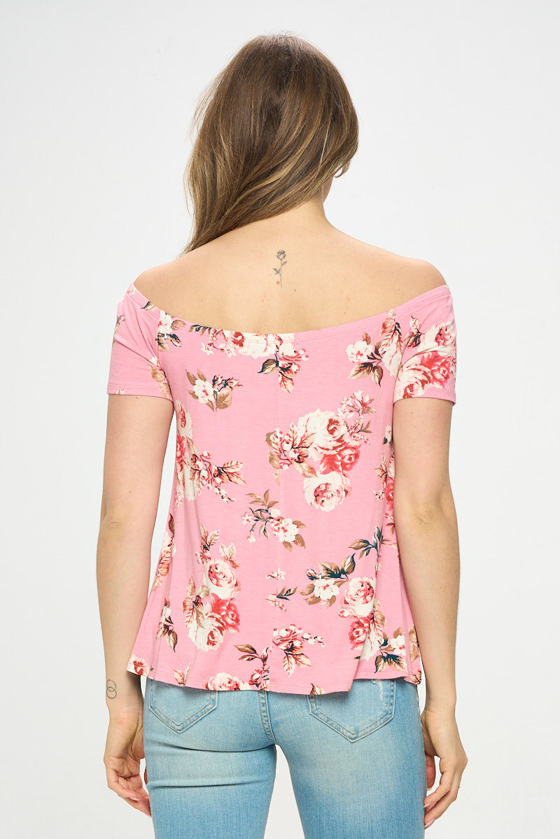 OFF SHOULDER FLORAL TEE