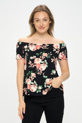 OFF SHOULDER FLORAL TEE