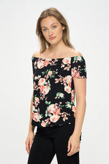 OFF SHOULDER FLORAL TEE