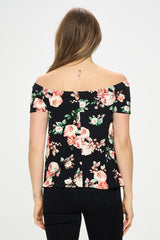 OFF SHOULDER FLORAL TEE