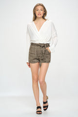 TWEED BELTED SHORT