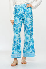 WIDE LEG PRINTED SATIN PANT