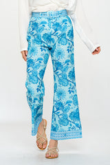 WIDE LEG PRINTED SATIN PANT