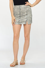 FAUX SUEDE SNAKE PRINT MINI SKIRT