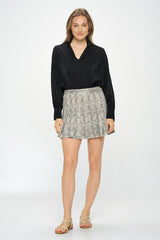 PLEATED FAUX LEATHER SNAKE PRINT SKIRT