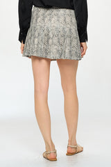 PLEATED FAUX LEATHER SNAKE PRINT SKIRT