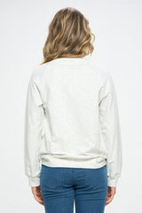 TIE FRONT HEATHERED SWEATSHIRT