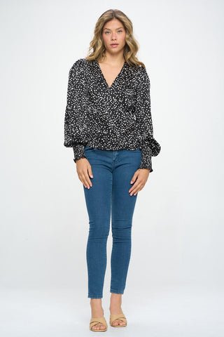 DOTTED SURPLICE TOP