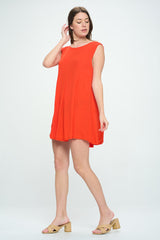 SLEEVELESS GAUZE SWING MINI DRESS