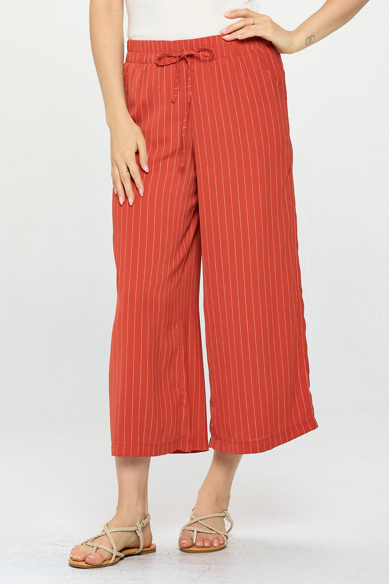 ELASTIC WAIST PIN STRIPE PANT