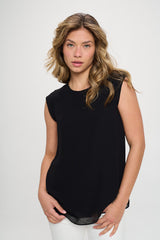 PLEATED SHOULDER SLEEVELESS TOP