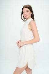 SLEEVELESS RIB KNIT TRIM SHORT DRESS