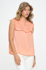 SLEEVELESS TOP WITH RUFFLE DETAIL