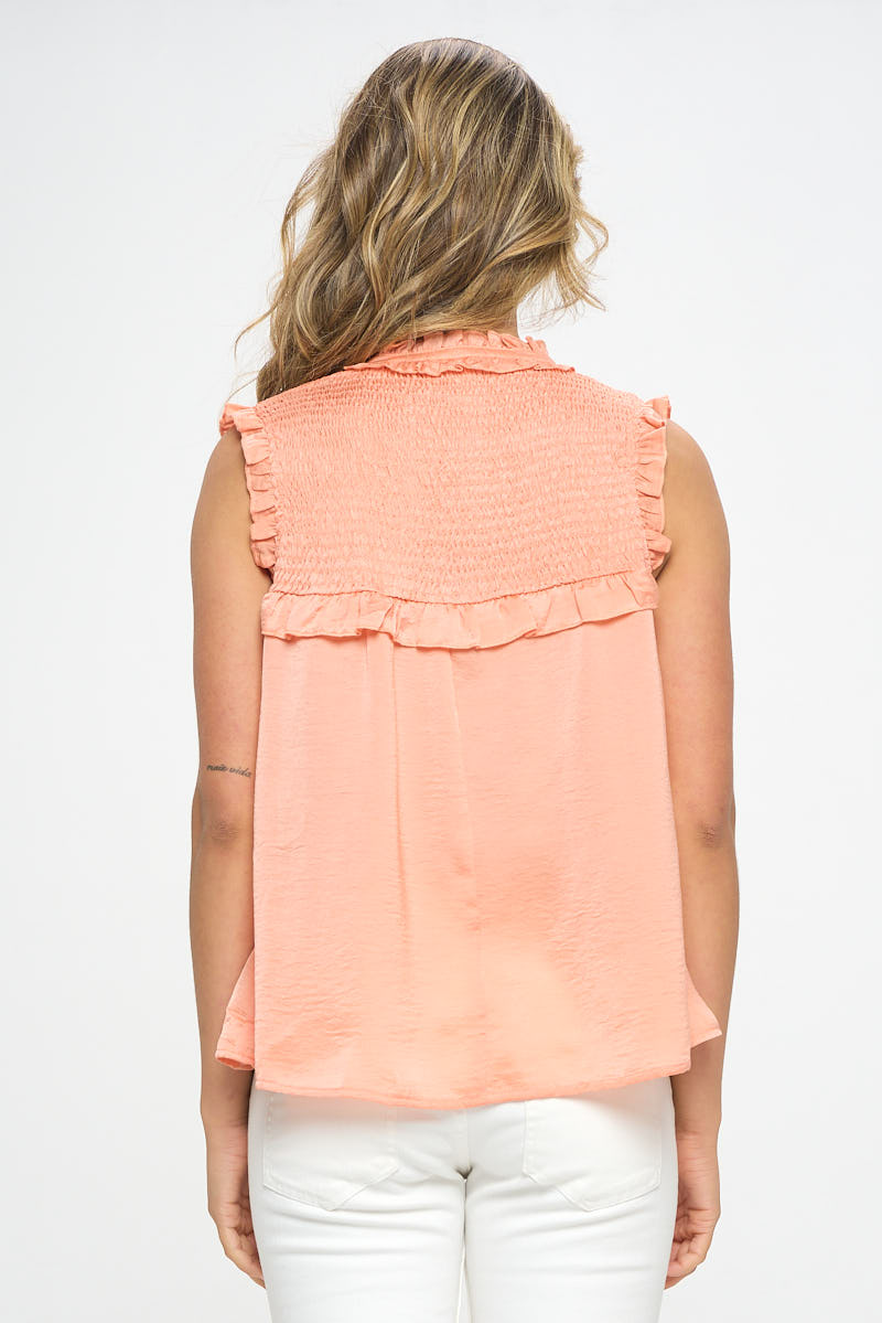 SLEEVELESS TOP WITH RUFFLE DETAIL