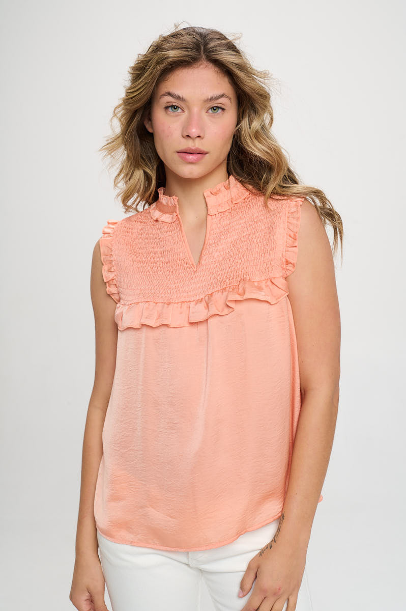 SLEEVELESS TOP WITH RUFFLE DETAIL