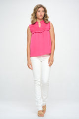 SLEEVELESS TOP WITH RUFFLE DETAIL