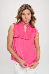 SLEEVELESS TOP WITH RUFFLE DETAIL