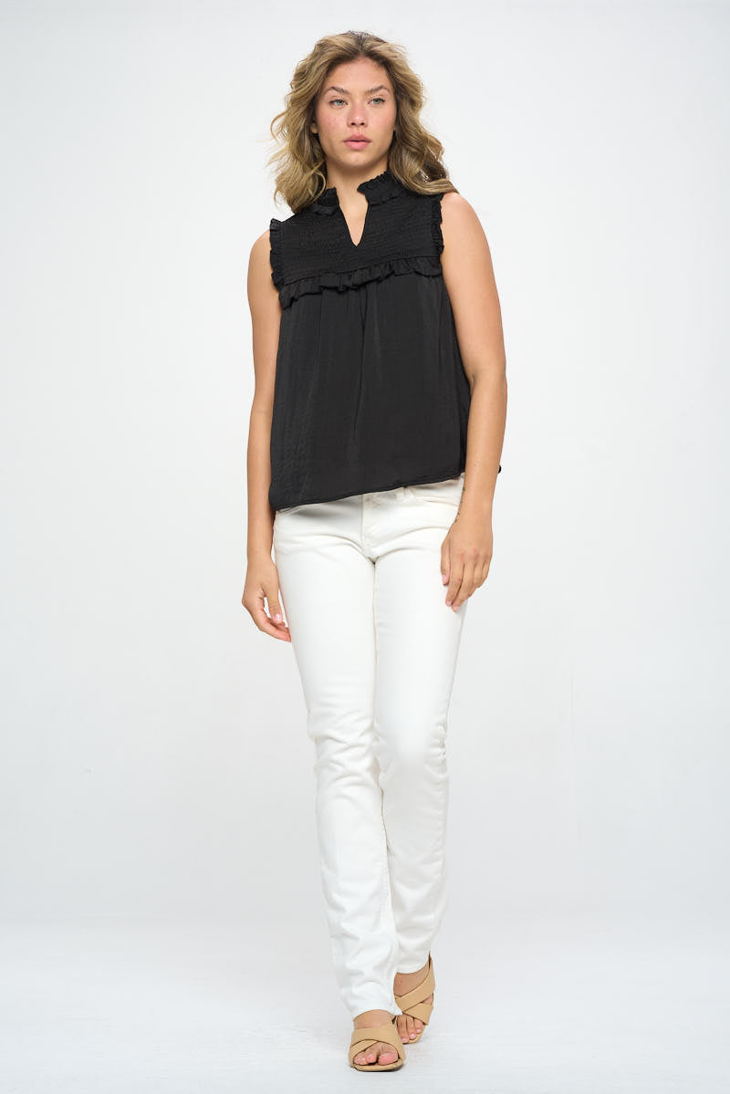 SLEEVELESS TOP WITH RUFFLE DETAIL