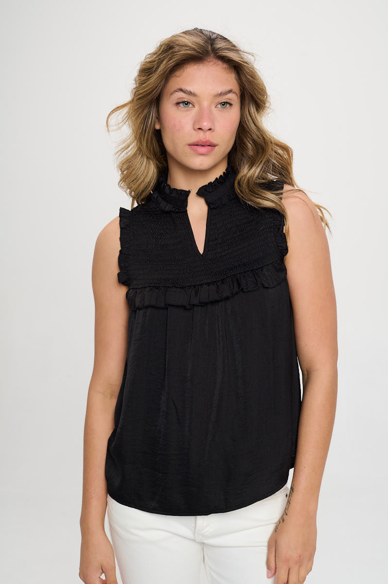 SLEEVELESS TOP WITH RUFFLE DETAIL