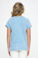 ACID WASH CUFF SLEEVE TEE