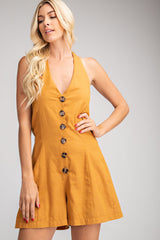 BUTTON FRONT HALTER ROMPER