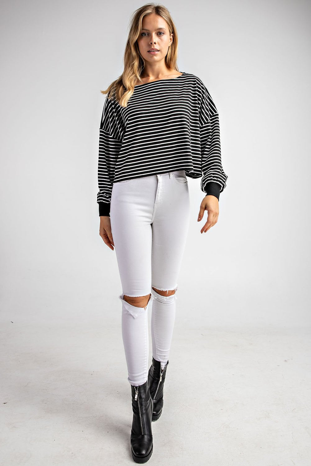 STRIPE CROP TEE