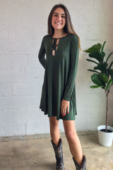 LONG SLEEVE TIE FRONT DRESS